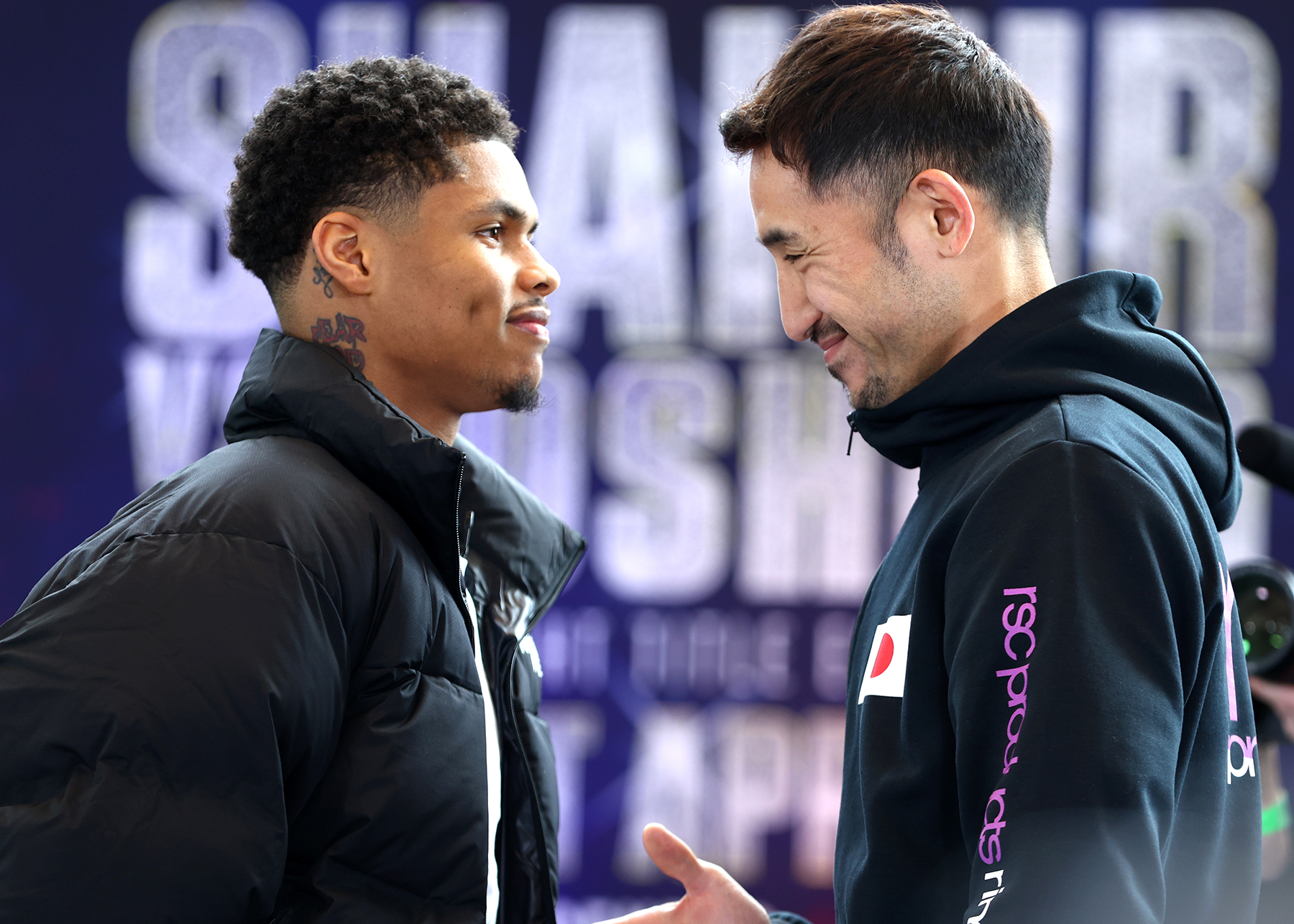 Shakur Stevenson vs Shuichiro Yoshino faceoff shake