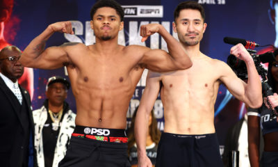 Shakur Stevenson vs Shuichiro Yoshino pose