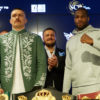 Oleksandr Usyk and Daniel Dubois pose for the cameras