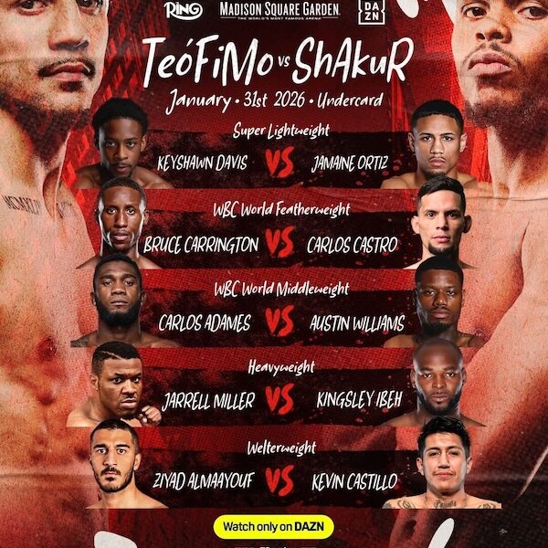 Teofimo Lopez vs Shakur Stevenson undercard confirmed for Jan. 31